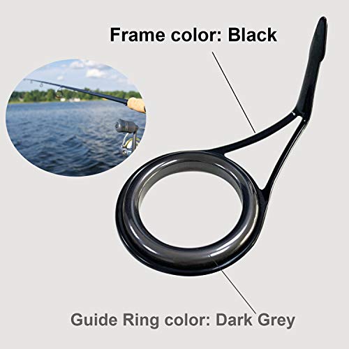THKFISH Fishing Rod Repair Kit - Spinning Rod Guides Ceramics & Stainless Steel Carbon Guides - 8 Sizes, Black, 75pcs - Image 2