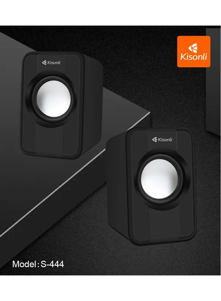 Kisonli S-444 Multimedia 2.0 USB Powered Mini Speaker Suitable for Laptop and Desktop Black - Image 5
