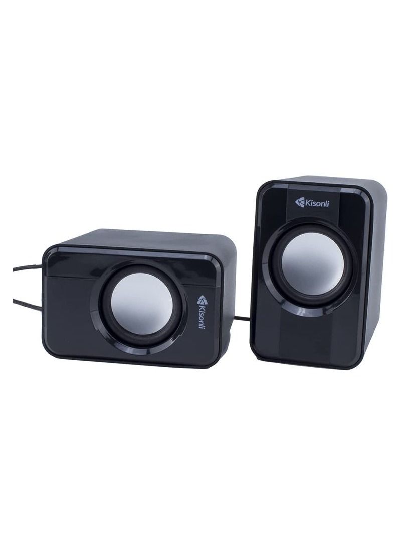 Kisonli S-444 Multimedia 2.0 USB Powered Mini Speaker Suitable for Laptop and Desktop Black - Image 3
