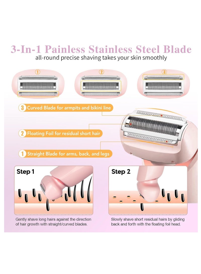Women's Electric Razor, 2-in-1 Hair Removal Device, Wet  Dry Use, Intelligent Battery Display, Portable  Painless, Full-Body Shaver, Suitable for Face, Arms, and Legs, Smooth Shaving Tool. - Image 2