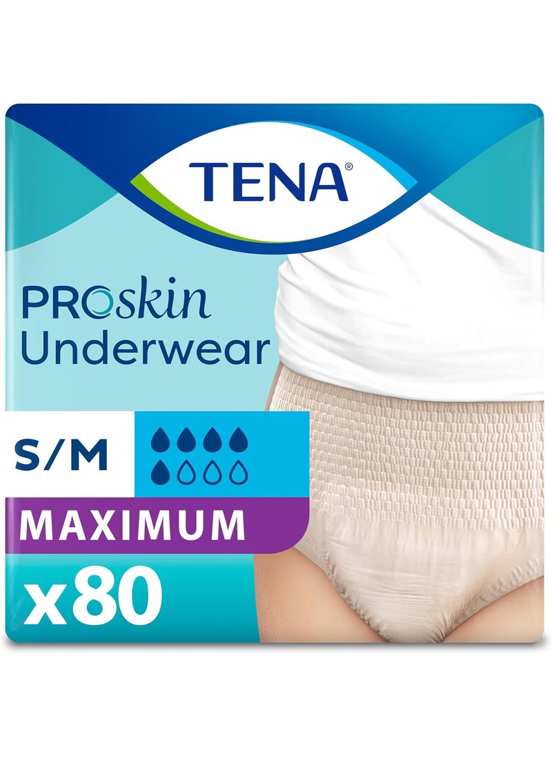 Tena TENA ProSkin Small-Medium Nude-Colored Adult Female Moderate Absorbency Protective Disposable Underwear, 80 Count 