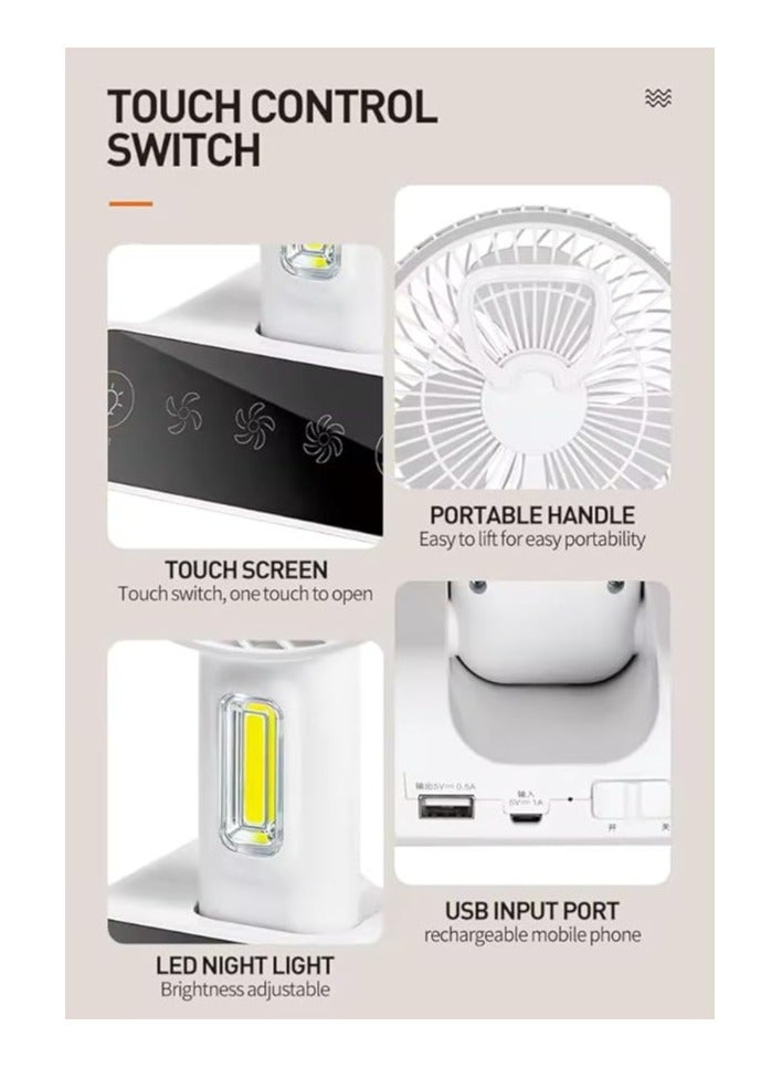 Generic Dp 7624 (RECHARGEABLE TABLE FAN) 3000mAh Battery, Double-mode Power Supply USB Fan  (White)  - Image 3