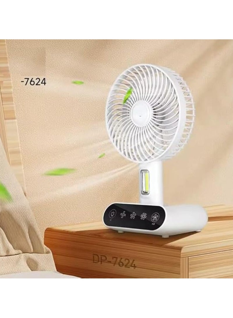 Generic Dp 7624 (RECHARGEABLE TABLE FAN) 3000mAh Battery, Double-mode Power Supply USB Fan  (White)  - Image 4
