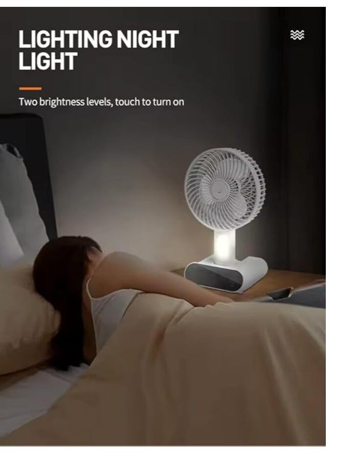 Generic Dp 7624 (RECHARGEABLE TABLE FAN) 3000mAh Battery, Double-mode Power Supply USB Fan  (White)  - Image 5