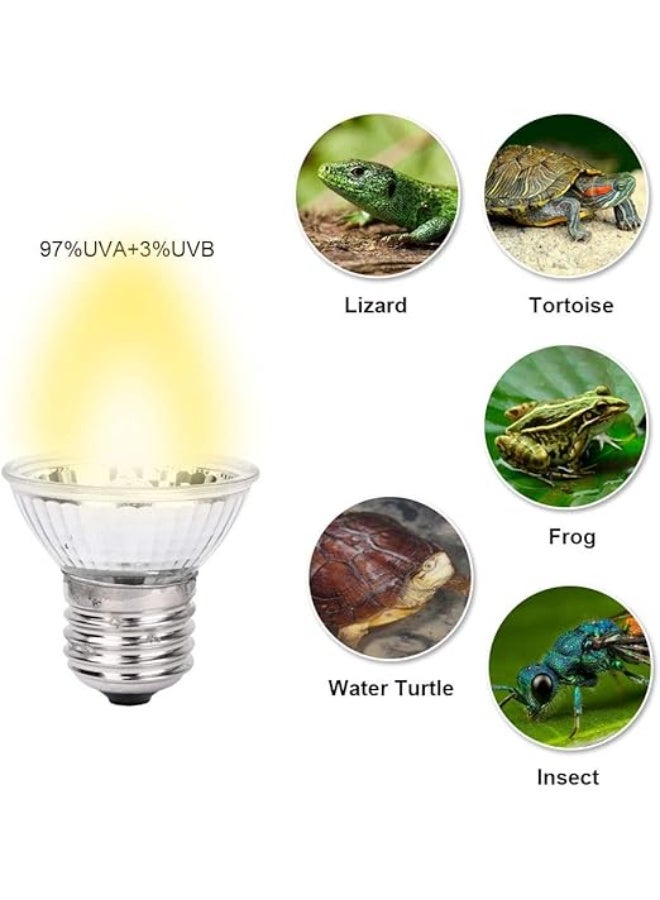 هوانكسين هوم مصباح زواحف UVA UVB بقوة 25 وات UVA UVB، طيف كامل، مصباح شمسي للتسخين بالأشعة فوق البنفسجية، مناسب لحوض السلاحف والزواحف المائية والسحالي، قاعدة E27، 25 وات، عبوتين - Image 1