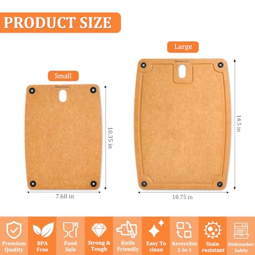 Barenthal Cutting Boards for Kitchen Dishwasher Safe Eco-Friendly Composite Cutting Board Set of 2, Reversible Chopping Board with Handles & Juice Grooves, Small & Large Cutting Board for Countertop - Image 2