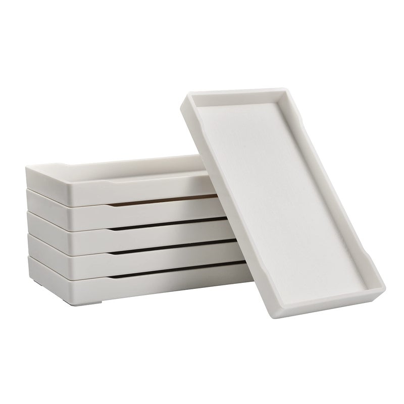 VCREATC 6 Packs Small White Mini Tray 8 inch x 4 inch for Serving Accessory Spa Coffee Drinks Wine Tea Bar Party Seasoning Perfume or Display Use