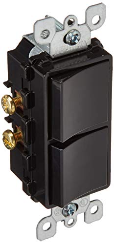 Leviton 15 Amp, 120/277 Volt, Decora Single-Pole, AC Combination Switch, Commercial Grade, Grounding, 5634-E, Black - Image 1