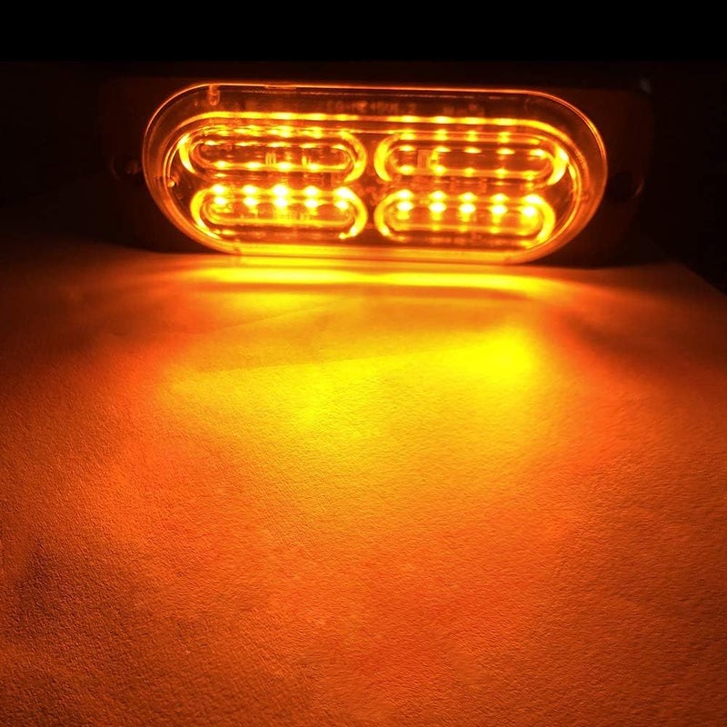 8 قطع من أضواء LED كهرمانية 12-24 فولت 20 مصباح LED فائق النحافة للسطح، مصابيح أمان للمركبات مثل الشاحنات وسيارات الدفع الرباعي ومركبات ATV والسيارات على الطرق الوعرة وجانب الطريق. - Image 5