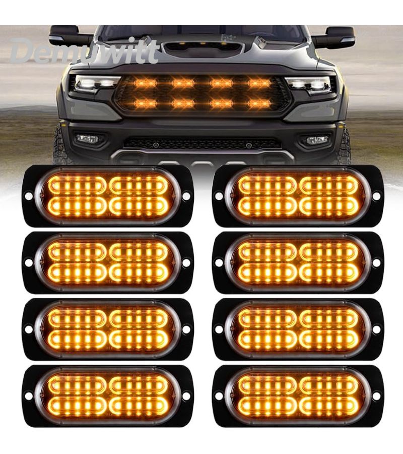 8 قطع من أضواء LED كهرمانية 12-24 فولت 20 مصباح LED فائق النحافة للسطح، مصابيح أمان للمركبات مثل الشاحنات وسيارات الدفع الرباعي ومركبات ATV والسيارات على الطرق الوعرة وجانب الطريق. - Image 1