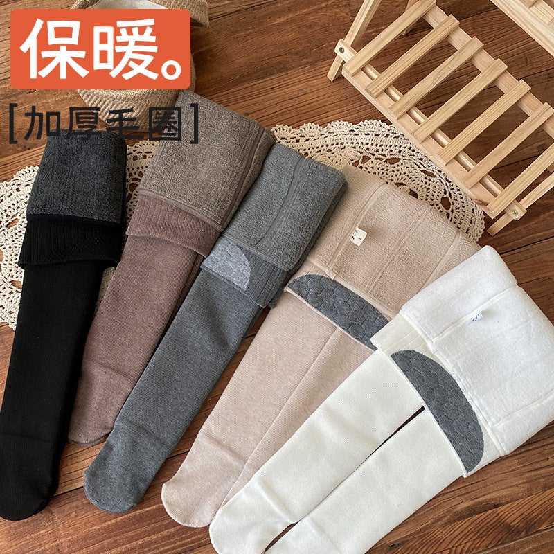 Loquat Girls' Dance Socks Winter Fleece-Lined Thickened Children'S Warm Leggings Vertical Striped One-Piece Velvet Cropped Pantyhose - Image 2