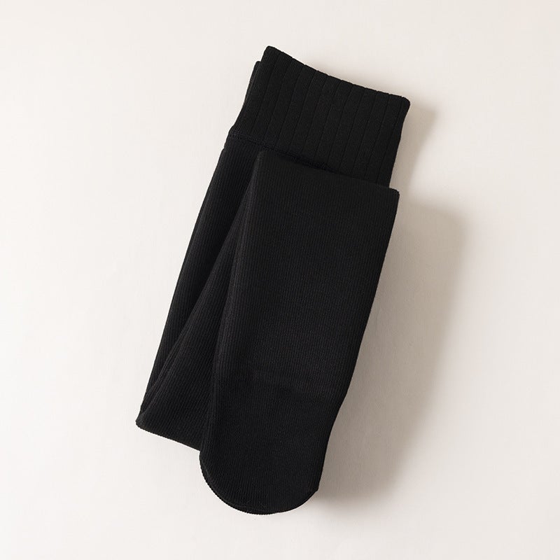 Loquat Girls' Dance Socks Winter Fleece-Lined Thickened Children'S Warm Leggings Vertical Striped One-Piece Velvet Cropped Pantyhose - Image 1