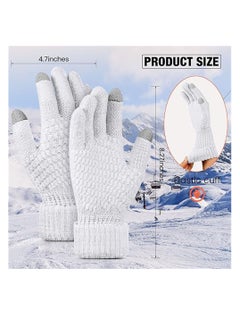 SYOSI Women Winter Gloves, 2 Pairs Women's Winter Touch Screen Gloves, Warm Fleece Lined Knit Gloves, Elastic Cuff Winter Texting Gloves, Black and White  - Image 2