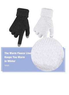 SYOSI Women Winter Gloves, 2 Pairs Women's Winter Touch Screen Gloves, Warm Fleece Lined Knit Gloves, Elastic Cuff Winter Texting Gloves, Black and White  - Image 4