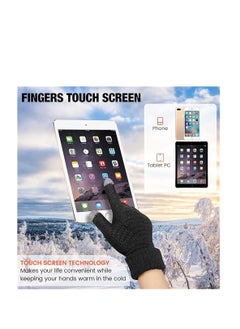 SYOSI Women Winter Gloves, 2 Pairs Women's Winter Touch Screen Gloves, Warm Fleece Lined Knit Gloves, Elastic Cuff Winter Texting Gloves, Black and White  - Image 3