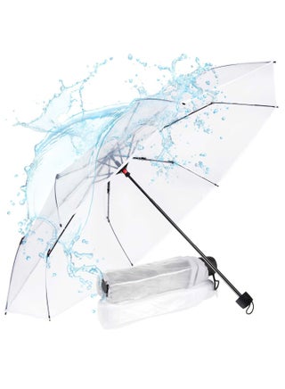 Folding Umbrellas Travel Umbrella, Transparent Umbrella Pocket Umbrella, Portable Compact Protection, Small Light Weight Waterproof, Rain and Sun Umbrella Elegant Umbrella In Transparent - view 2