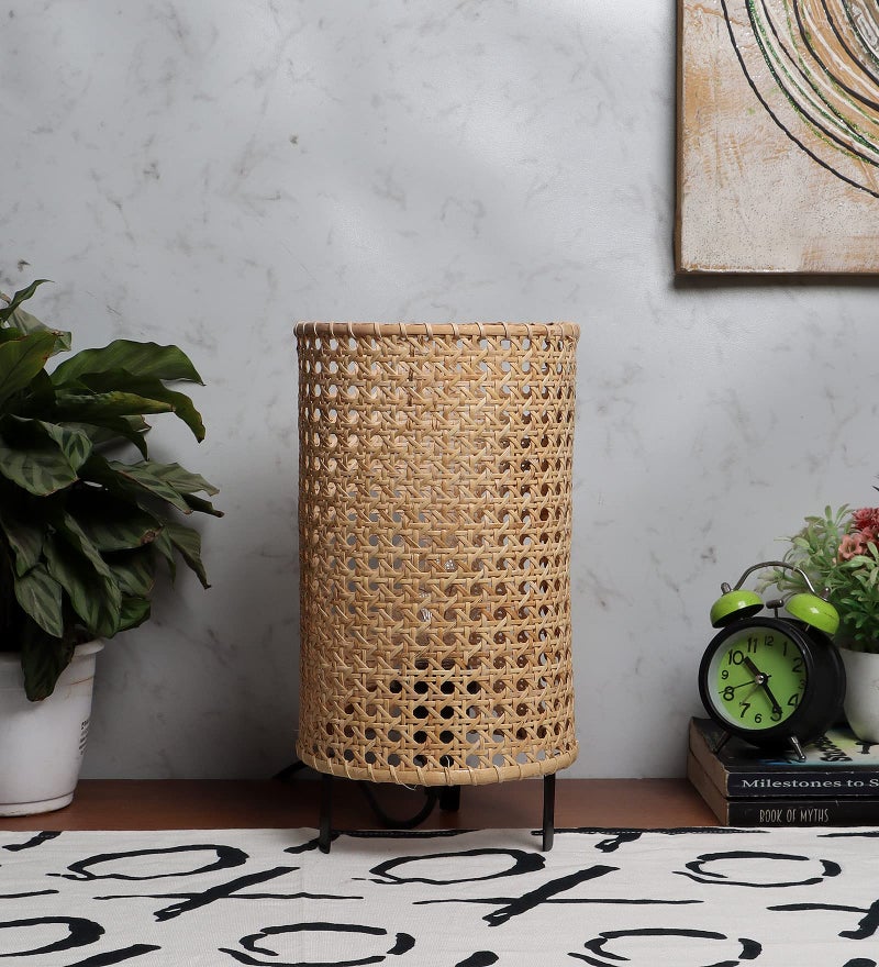 AKWAY Bamboo Led Table Lamp | Wicker Bedside | Rattan Table Lamp For Home, Living Room, Bedroom, Hall | (5" x 8") (Bulb not Included) - Image 2