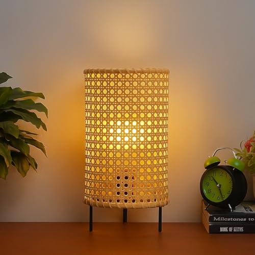AKWAY Bamboo Led Table Lamp | Wicker Bedside | Rattan Table Lamp For Home, Living Room, Bedroom, Hall | (5" x 8") (Bulb not Included) - Image 3