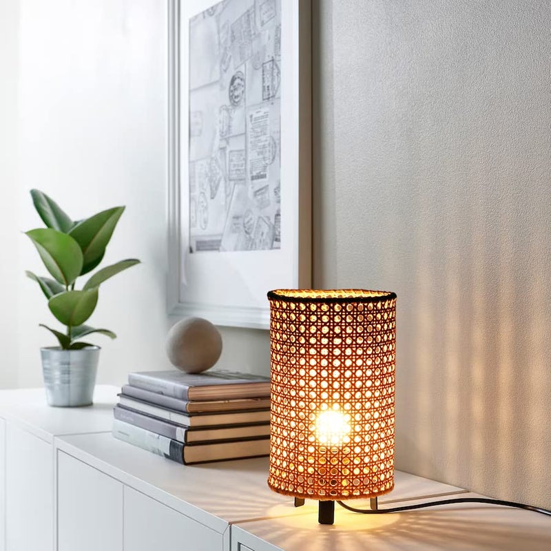 AKWAY Bamboo Led Table Lamp | Wicker Bedside | Rattan Table Lamp For Home, Living Room, Bedroom, Hall | (5" x 8") (Bulb not Included) - Image 5