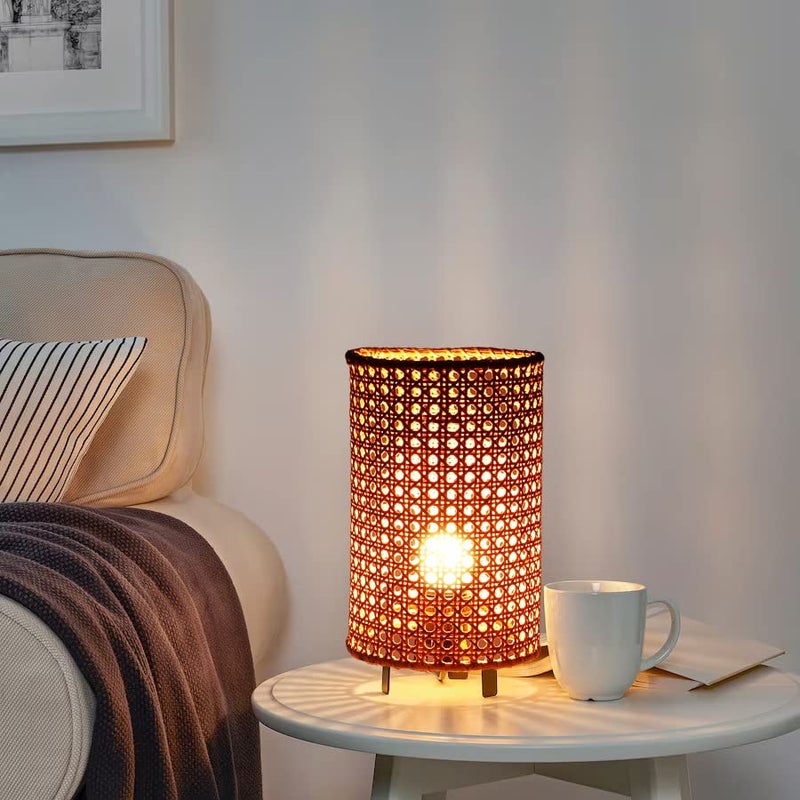 AKWAY Bamboo Led Table Lamp | Wicker Bedside | Rattan Table Lamp For Home, Living Room, Bedroom, Hall | (5" x 8") (Bulb not Included) - Image 4