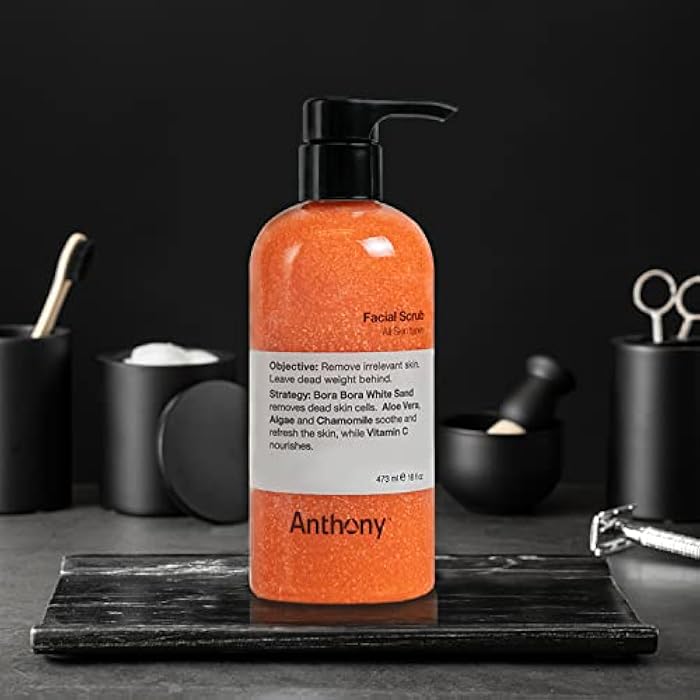 Anthony Facial Scrub, 16 Fl Oz, Contains Aloe Vera, Sand, Algae, Chamomile, Vitamin C, Soothes, Protects, Refreshes and Removes Dead Skin Cells - Image 2