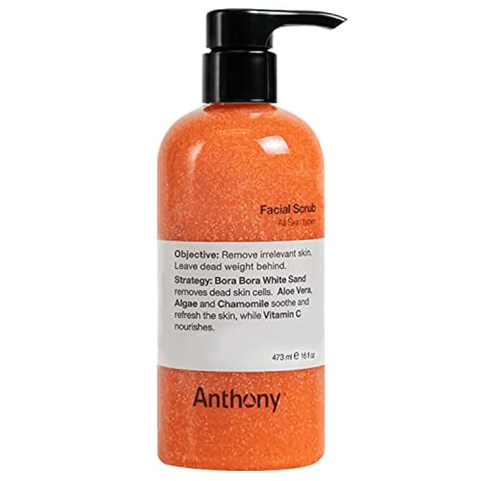 Anthony Facial Scrub, 16 Fl Oz, Contains Aloe Vera, Sand, Algae, Chamomile, Vitamin C, Soothes, Protects, Refreshes and Removes Dead Skin Cells - Image 1