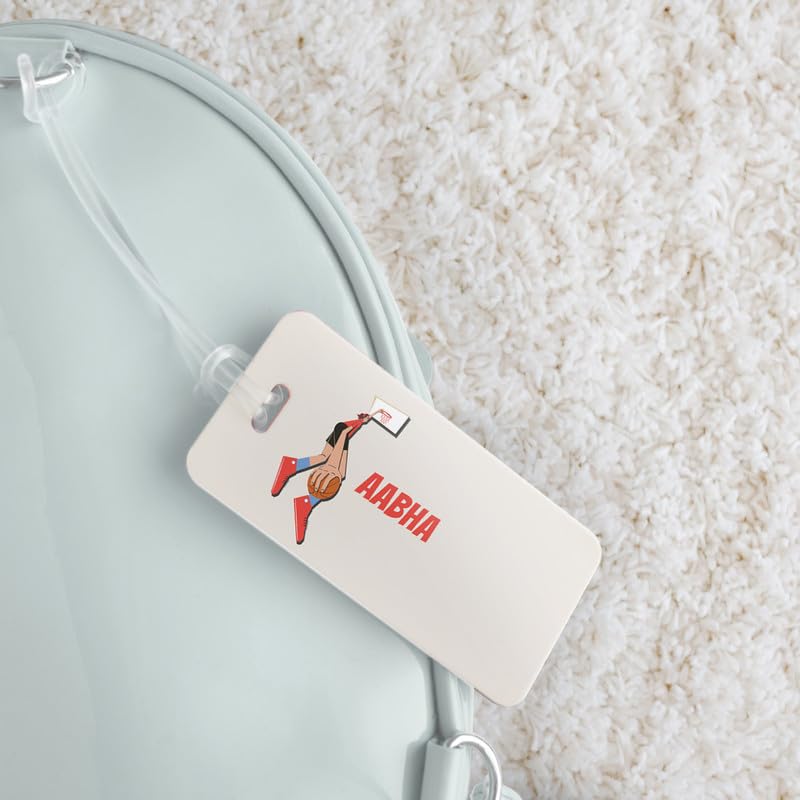 Zooboo Personalized Luggage Tag with Kid's Name, Silicon Strap Tags for Bags and Suitcase, Best Birthday Return Gift for Kids with Basketball Fever Girl Theme - Image 5