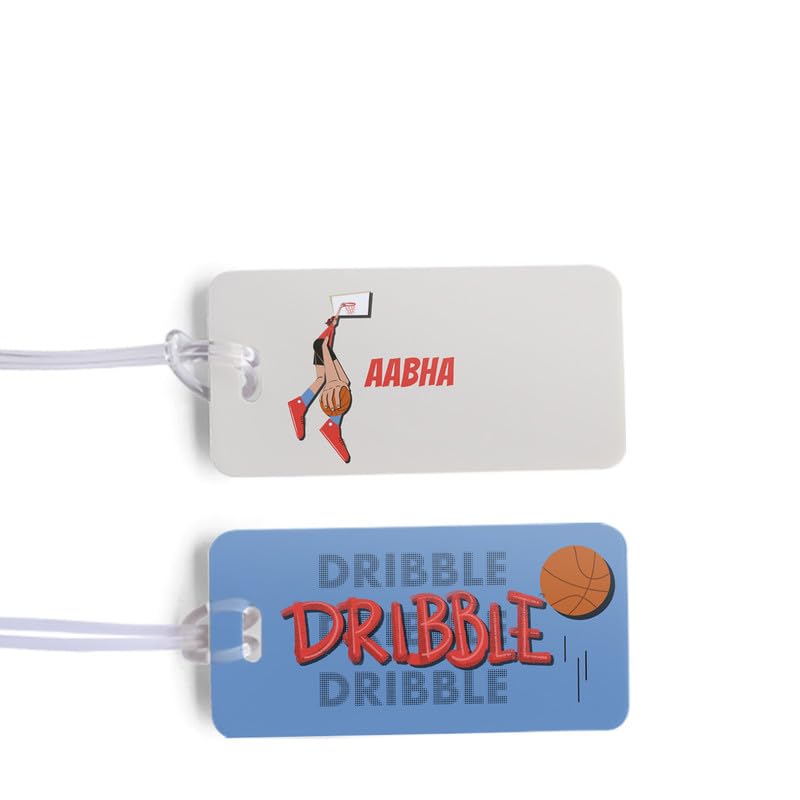 Zooboo Personalized Luggage Tag with Kid's Name, Silicon Strap Tags for Bags and Suitcase, Best Birthday Return Gift for Kids with Basketball Fever Girl Theme - Image 1