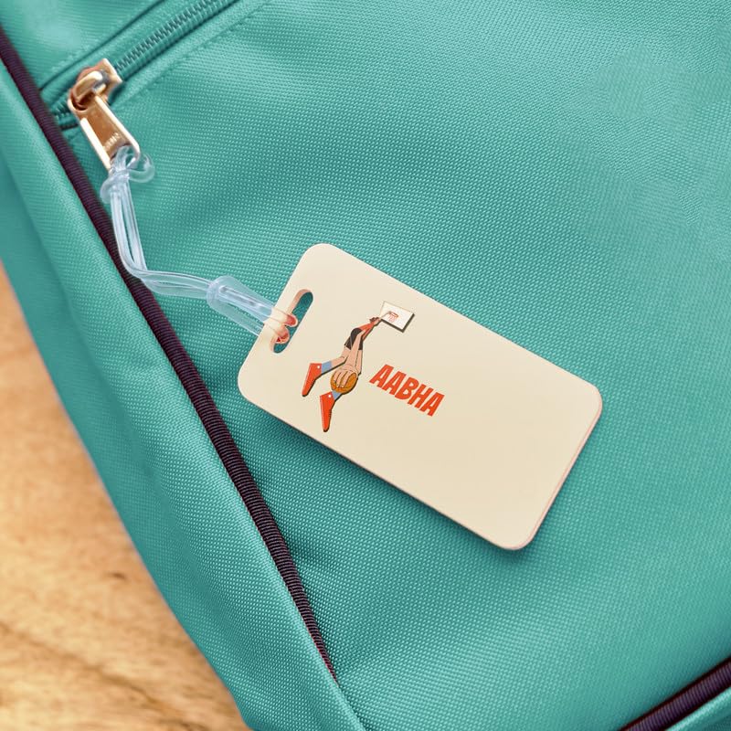Zooboo Personalized Luggage Tag with Kid's Name, Silicon Strap Tags for Bags and Suitcase, Best Birthday Return Gift for Kids with Basketball Fever Girl Theme - Image 3