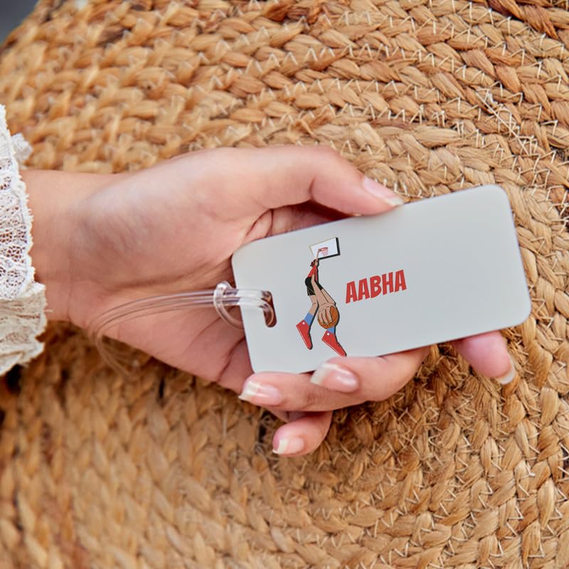 Zooboo Personalized Luggage Tag with Kid's Name, Silicon Strap Tags for Bags and Suitcase, Best Birthday Return Gift for Kids with Basketball Fever Girl Theme - Image 2