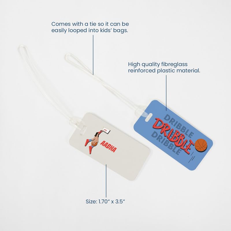 Zooboo Personalized Luggage Tag with Kid's Name, Silicon Strap Tags for Bags and Suitcase, Best Birthday Return Gift for Kids with Basketball Fever Girl Theme - Image 4
