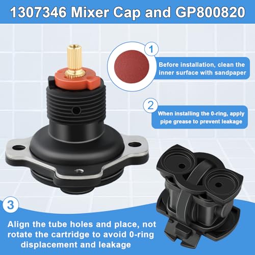 Edifla 1307346 Mixer Cap Sp Kit and GP800820 Pressure Balancing Unit Cartridge Compatible with Kohler Shower Valve, Shower Cartridge Repair Kit for Rite-Temp and K-304 Shower Valve, Retro - Image 4