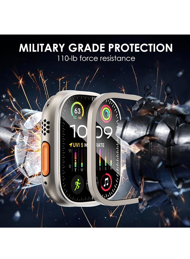 2PCS Apple Watch Ultra 2/Ultra Screen Protector 49mm,9H Tempered Glass + Titanium Alloy Frame - Image 4