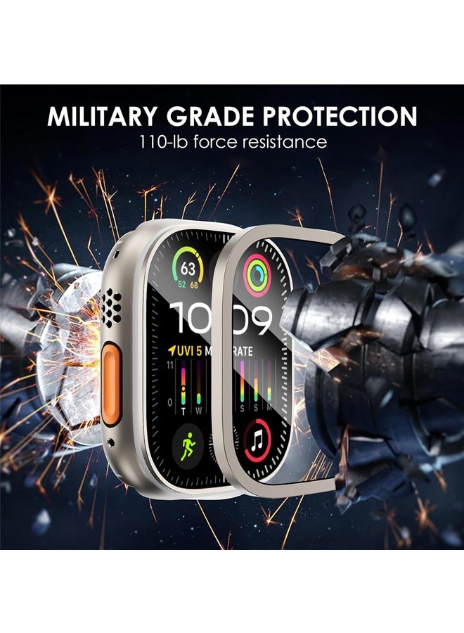 2PCS Apple Watch Ultra 2/Ultra Screen Protector 49mm,9H Tempered Glass + Titanium Alloy Frame - Image 3