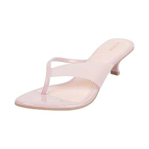 Mochi Women Kitten Heel Slip-on Sandal Peach UK/7 EU/40 (40-73) - Image 1
