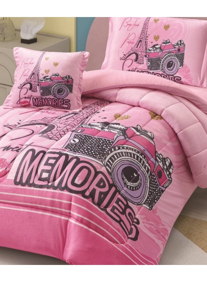 سمارت هوم مفرش سرير اطفال شتوي مضغوط 4 قطع وجهين وجه مخمل وجه فرو مقاس 170 في230 سم - Image 2