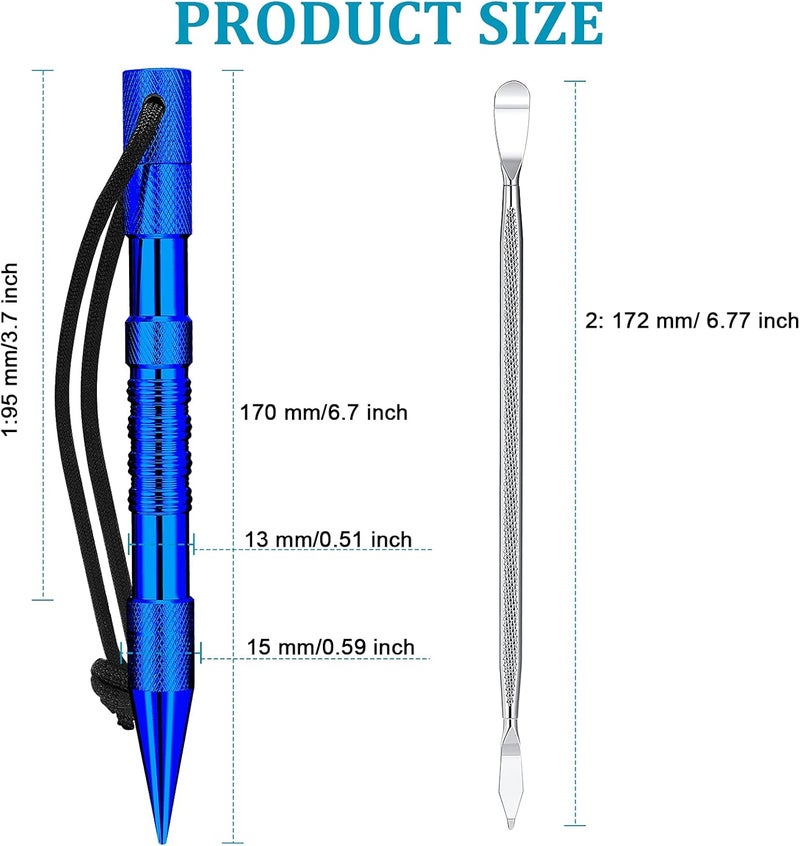 Ferraycle 12-Piece Paracord Fid Set - Stainless Steel Knotter Tools, Marlinspike Set, Lacing Needles, Smoothing Tool for Leather or Paracord Work (Dark Blue) - Image 3