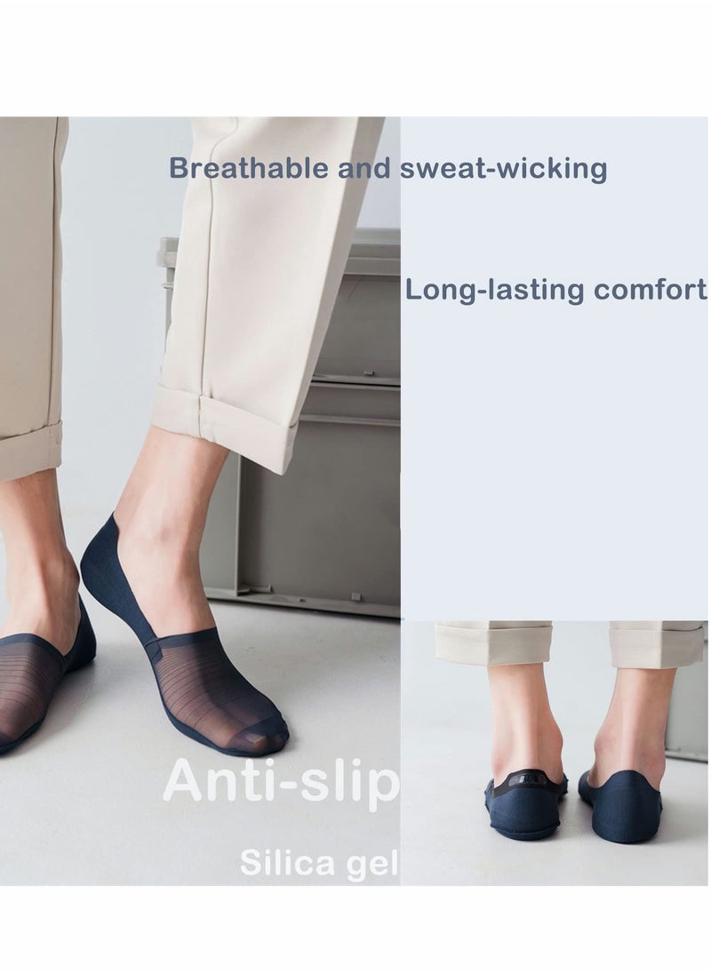 SYOSI - 5 Pairs Invisible Ice Silk Breathable Socks, No Show Socks Thin Low Cut Non-Slip Socks - Image 1