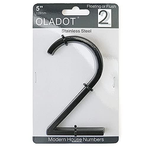 OLADOT 5" Stainless Steel Floating House Number, Metal Modern House Numbers, Garden Door Mailbox Decor Number with Nail Kit, Coated Black, 911 Visibility Signage (2) - Image 2