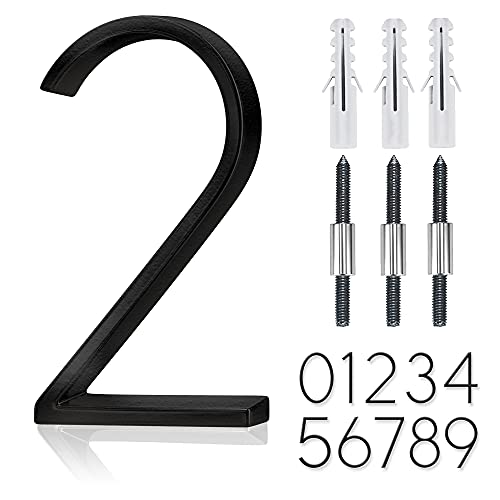 OLADOT 5" Stainless Steel Floating House Number, Metal Modern House Numbers, Garden Door Mailbox Decor Number with Nail Kit, Coated Black, 911 Visibility Signage (2) - Image 1