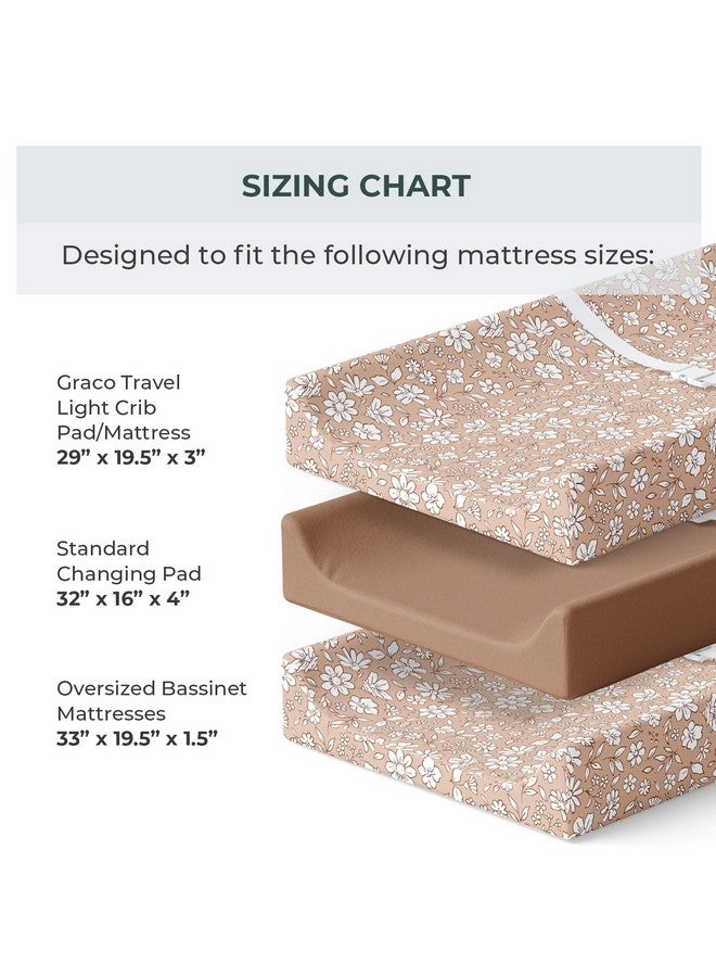 Pobibaby - 2 Pack Premium Changing Pad Covers for Girls, Ultra-Soft Breathable Cotton Diaper Changing Table Covers - Floral Nursery Changing Pad Sheets for Baby Girl (Meadow) - Image 3