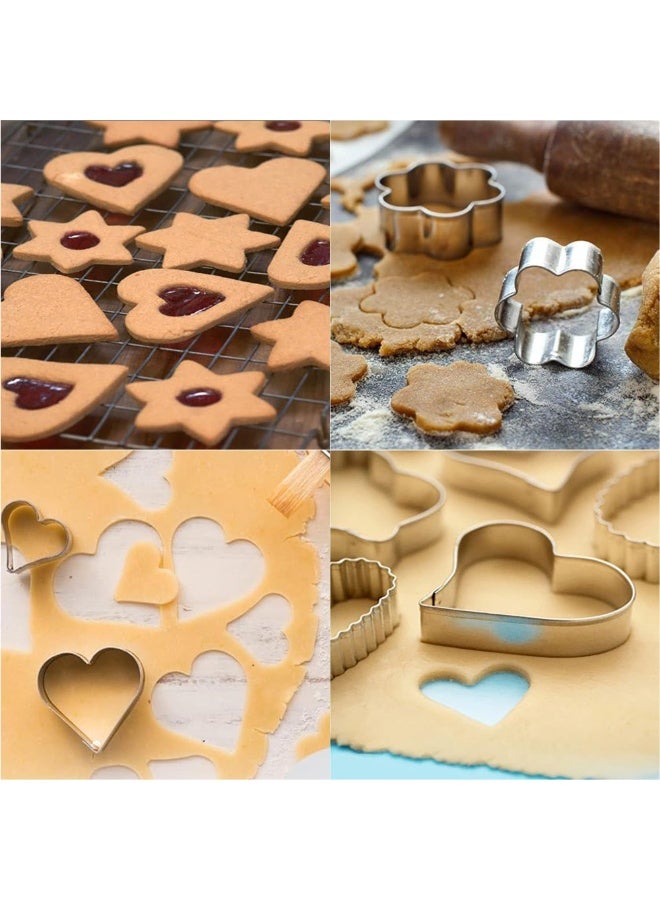 OSHIMA 30 PCS Cookie Cutters Set, Metal Cookie Cutters, Stainless Steel Star Cookie Cutter, With Box Metal Stamps Mini Star Flower Hexagon Round Heart Square Triangle Oval Raindrop Geometric Shapes - Image 5
