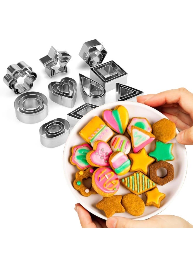 OSHIMA 30 PCS Cookie Cutters Set, Metal Cookie Cutters, Stainless Steel Star Cookie Cutter, With Box Metal Stamps Mini Star Flower Hexagon Round Heart Square Triangle Oval Raindrop Geometric Shapes - Image 3