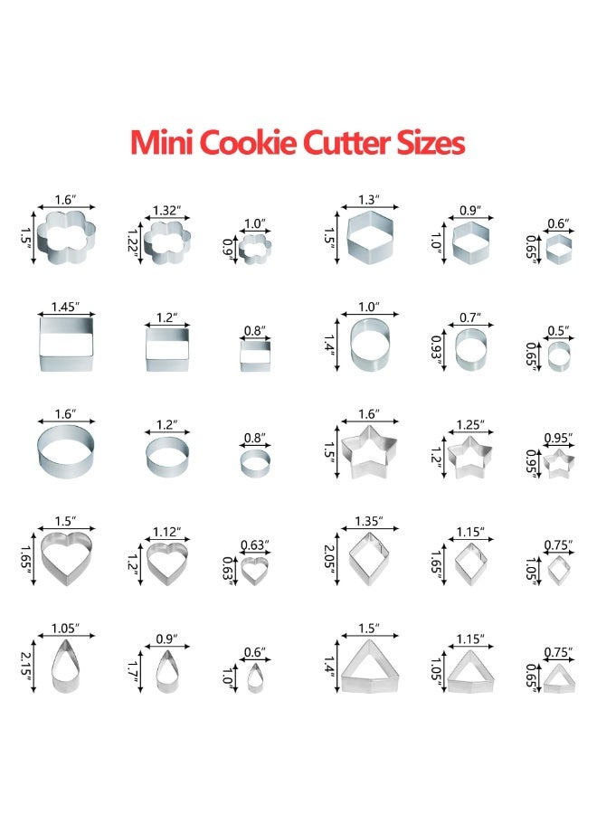 OSHIMA 30 PCS Cookie Cutters Set, Metal Cookie Cutters, Stainless Steel Star Cookie Cutter, With Box Metal Stamps Mini Star Flower Hexagon Round Heart Square Triangle Oval Raindrop Geometric Shapes - Image 2