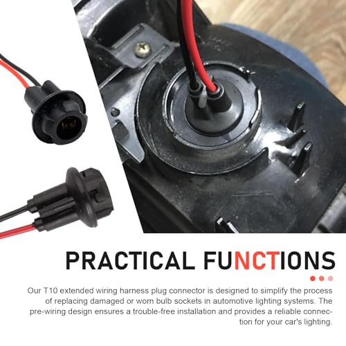 Ferianl 5PCS 194 Bulb Socket with Wire Pigtail, T10 Extension Harness Plugs Connectors Wiring Sockets, Universal Tail Light and Side Marker Light Socket Adapter for Car, Sedan, Truck - Image 5