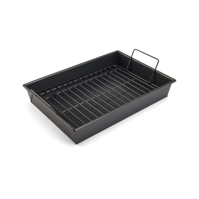 chicago metallic Chicago Metallic Pro NonStick Roast and Broil Baking Pan with Rack 13Inchby9Inch Dark Gray 