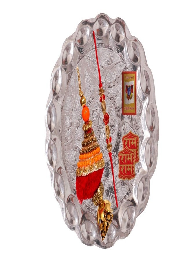 Suninow Designer Golden RED Rakhi with LUMBA Set for Brother and BHABHI - Image 1