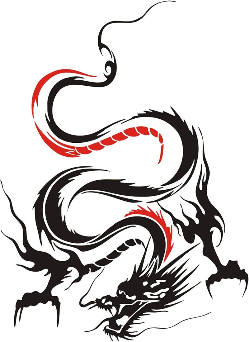 ATMOMO Dragon Graphic Car Hood Sticker - Self-Adhesive Vinyl Decal, 19.69'' x 14.57'', Black with Red - Image 1