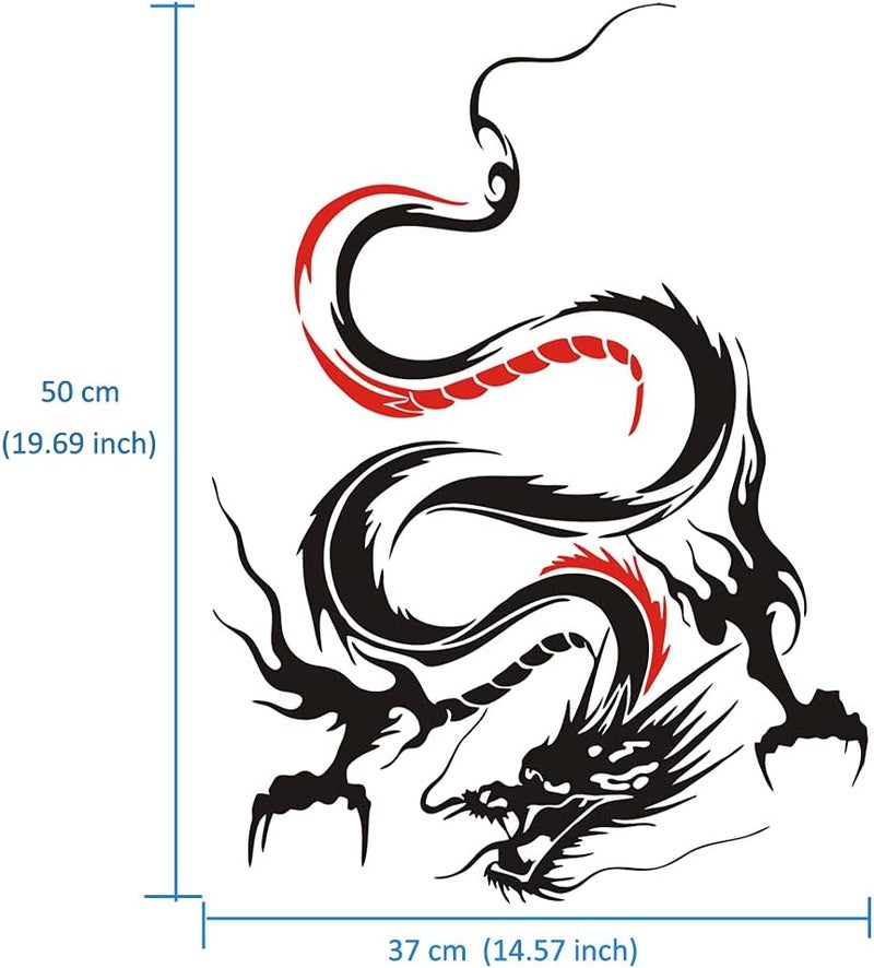 ATMOMO Dragon Graphic Car Hood Sticker - Self-Adhesive Vinyl Decal, 19.69'' x 14.57'', Black with Red - Image 2