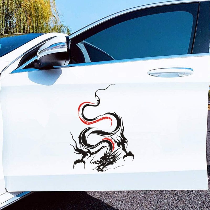 ATMOMO Dragon Graphic Car Hood Sticker - Self-Adhesive Vinyl Decal, 19.69'' x 14.57'', Black with Red - Image 3
